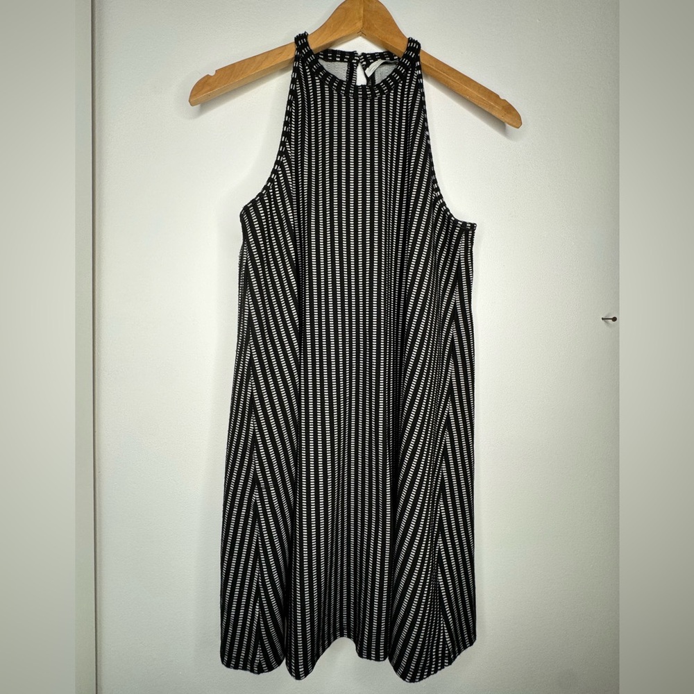 Zara Black and White Patterned Midi Dress